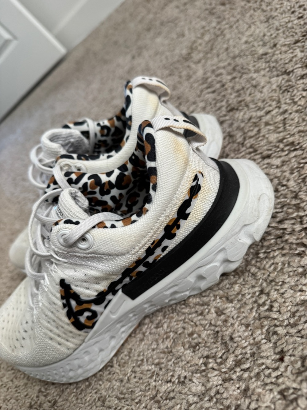 Nike Women's White Sneakers with Leopard-Print Swoosh - Picture 4 of 5